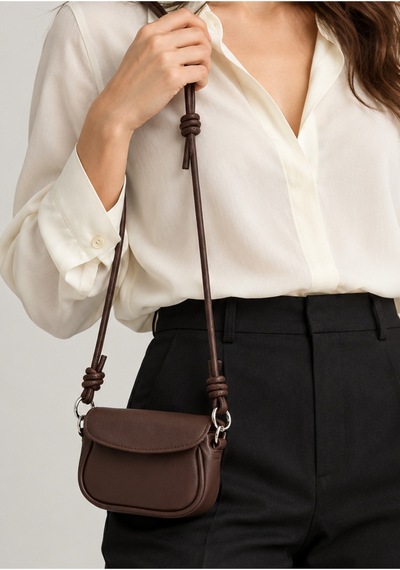 Nura Collection Kadın Mini Kapaklı Çapraz Çanta - Kahve Kahverengi - 925656893 Kahverengi