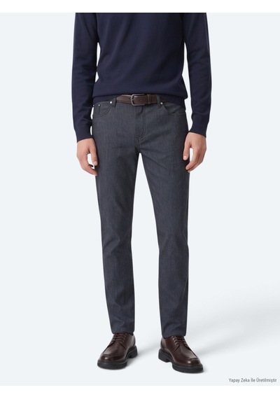 Kip Lacivert Dokuma Regular Fit Casual Pamuk Karışımlı Pantolon Lacivert -