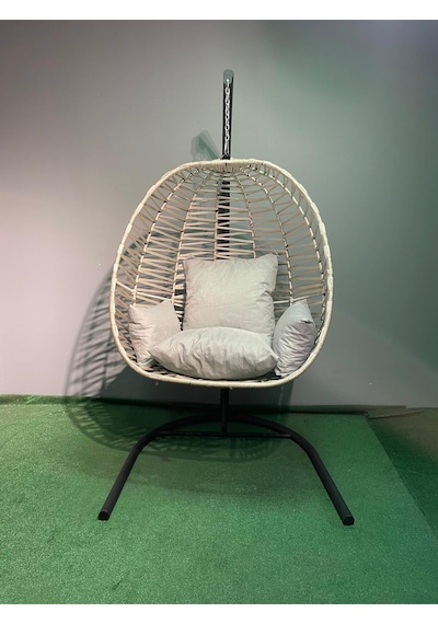 Stokhome38 Narcil Tek Kişilik Rattan Salincak Bej
