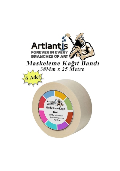 Maskeleme Bandı Kağıt Bant 38 Mm 25 Metre 6 Adet Boya Bantı Maskeleme Kağıt Bant Duvar Yağlı Boya Badana