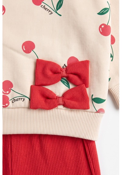 Minipomes Kız Bebek Little Cherry Eşofman Takım Pembe
