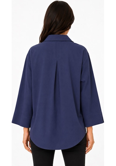Neden Tekstil Kadın Lacivert Oversize Pamuklu Gömlek