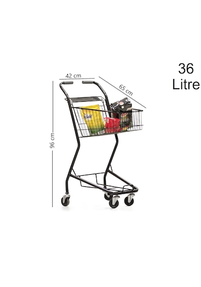 36 Litre Minicart Şarküteri Ve Kuruyemiş Metal Market Arabası Füme / En:42 Boy:65 Yükseklik:96 Cm