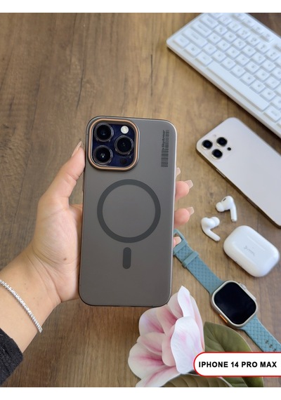Apple iPhone 14 Pro Max Magsafe Uyumlu Mat Sert Klein Kılıf Siyah