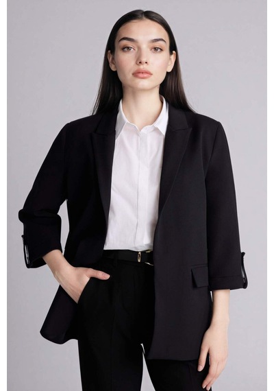 Defacto Regular Fıt Ceket Yaka Blazer Ceket G7818ax26spbk81 Siyah-bk81