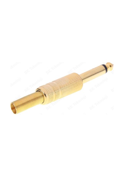 Lehimlenebilir Altın Kaplama Metal 6.35 mm Mono Erkek Çivi Jack