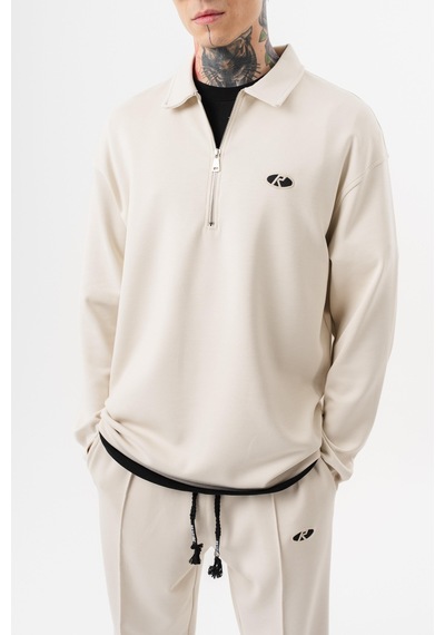 Respire Erkek Yarım Fermuarlı Modal Sweatshirt Ekru
