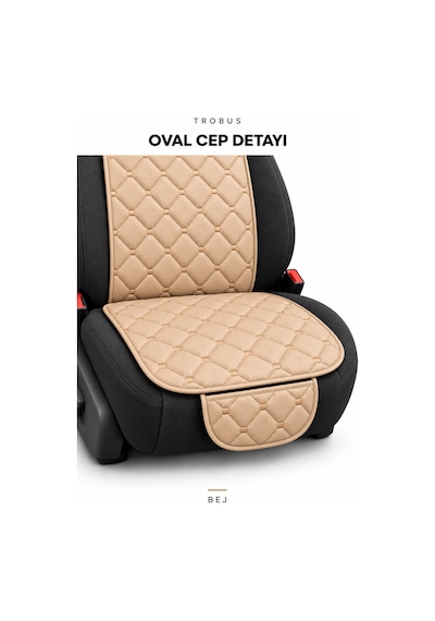 Trobus Chery Tiggo 7 Pro 2023+ Kapitone Ön İkili Suni Deri Koltuk Minderi 4 Parça Bej