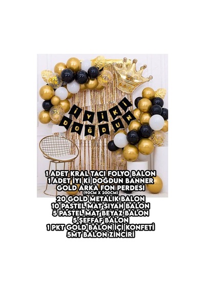 Kral Taçlı Balon Zinciri Doğum Günü Seti Iyi Ki Doğdun Doğum Günü