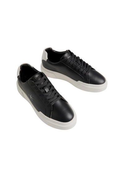 Calvin Klein Kadın Kalın Tabanlı Bağcıklı Deri Siyah Sneaker-13458 Siyah