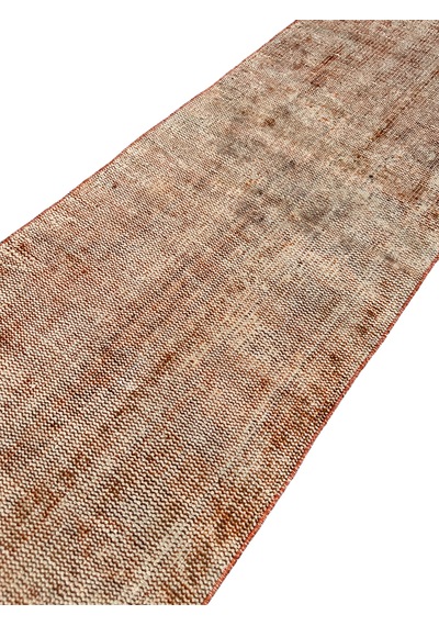 El Dokuma Vintage Yolluk 55x280 Turuncu Soyut Desen Eskitme Halı Turuncu