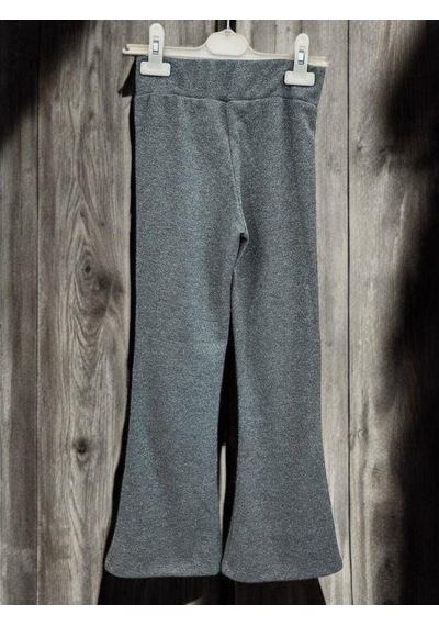 Zekids Kız Çocuk Bel Lastikli Bol Paça Simli Pantolon-14448 Gri