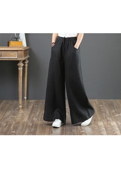 Toridas Keten Günlük Pantolon Beli Lastikli Bağcıklı Ln12siyah 001