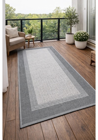Mess Modern Dekoratif Yumuşak Dokulu Sisal Halı 3945 Gri Antrasit Çok Renkli