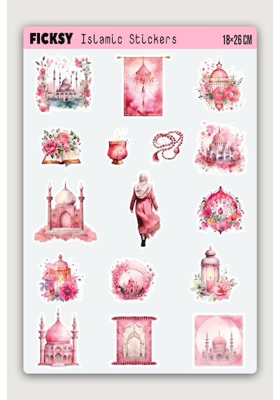 İslam Sticker Seti - 30 Adet Etiket Çıkartma - Muslim - Ramazan - Ramadan - Tesettür - Hijab Girl Diğer