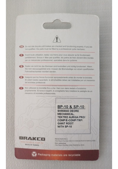Bisiklet Disk Fren Balatası Kare Brakco