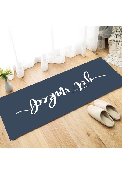 Dijital Kaymaz Yıkanabilir Mutfak Banyo Salon Paspas Halısı Trend Modern Al4012 Indigo
