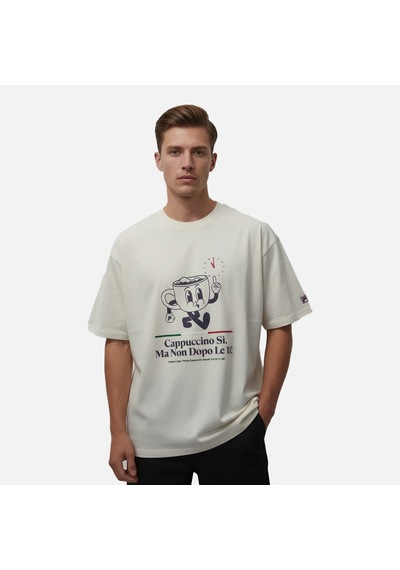 Ekru Fila Erkek T-shirt Navigli Caffé Relaxed Graphic Fam1087.10010 Ekru