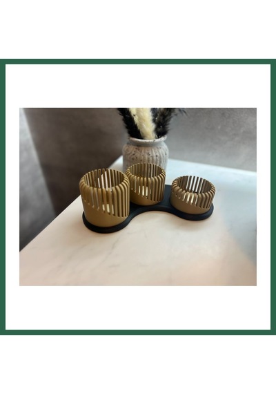 Bezos Üç Boyutlu Tealight Mumluk Ve Üçlü Mum Standı Seti Dekoratif Mum Tutucu Bzs01 Çok Renkli