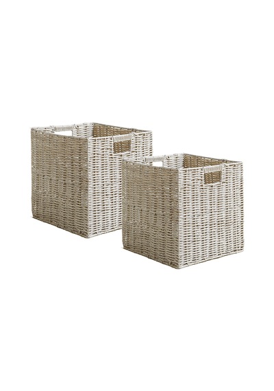 Ocean Home Textile 2'li Çocuk Odası Yıkanabilir Gri Pp Rattan Sepet Set 33 X 33 X 33 Cm