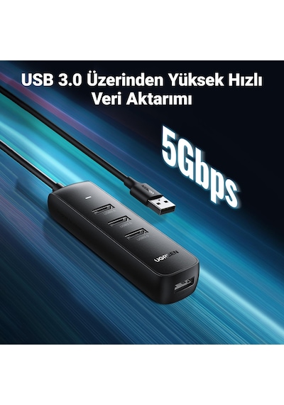 Ugreen 4 Portlu 5Gbps USB 3.0 Çoklayıcı HUB Adaptör 25 CM