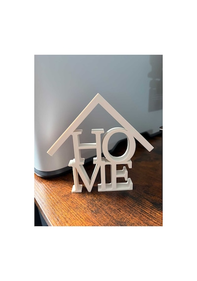 Modern Tasarım "home" Yazılı Dekoratif Masa Üstü Obje - Beyaz - 15 Cm