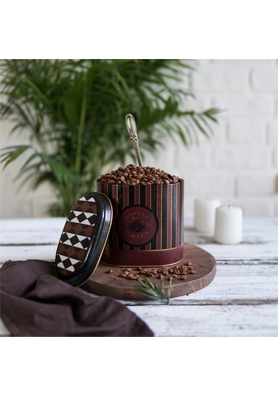 Circus Black Coffee Desenli Oval Metal Saklama Kabı 14 x 12 x 13 CM 1.4 L Çok Renkli