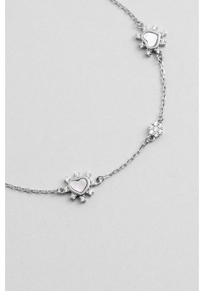 So Chic Aşk Yıldızı 18 Ayar Beyaz Altın Kaplama 19 Cm Gümüş Minimal Bileklik Rodyum