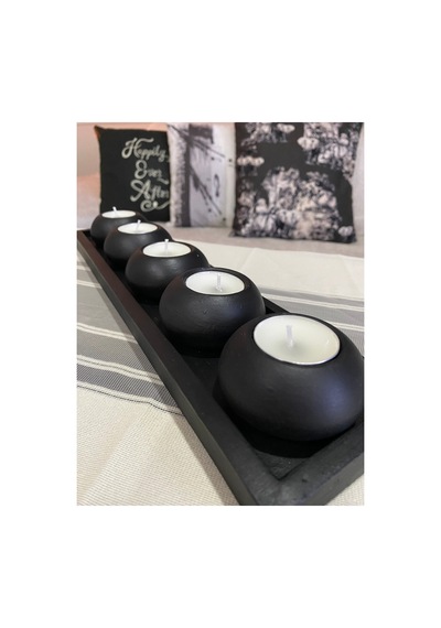 El Yapımı 5'li Beton Tabaklı Mumluk Set Tealight Set,dekoratif Obje,biblo ,mumlar Dahi Diğer