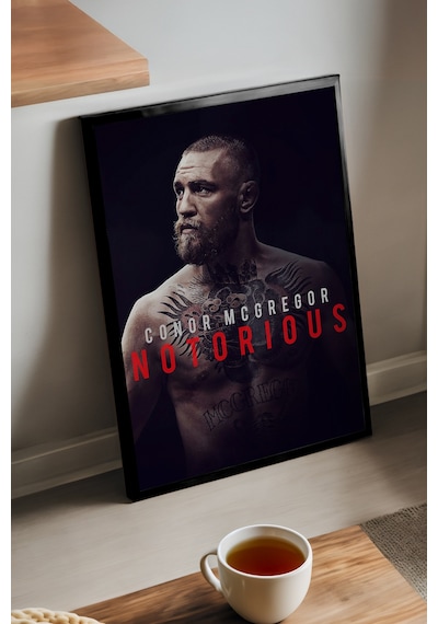Conor Mcgregor Ufc Siyah Ahşap Çerçeveli Poster, Dekoratif Dövüş Duvar Tablosu