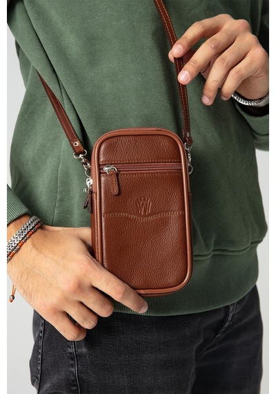 Bayderi Lenov Hakiki Deri Kahve Kibar Erkek El Çantası - Taba