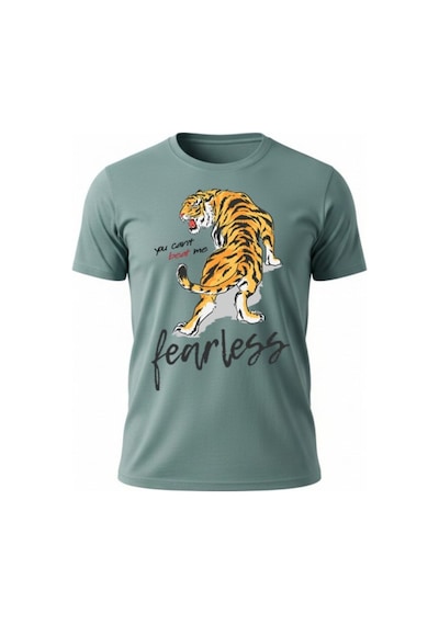 Urbantrendstore Unisex Siyah Kaplan Tiger Yazılı Oversize Fit Rahat Geniş Salaş T-shirt Günlük Tişört Mint