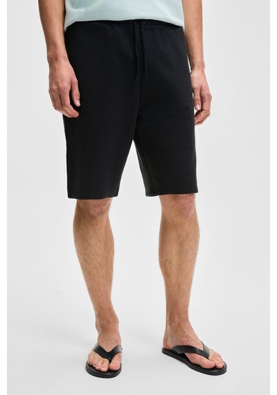 Grımelange HUJSEN Erkek Beli Lastikli Cepli Relaxed Fit Siyah Şort