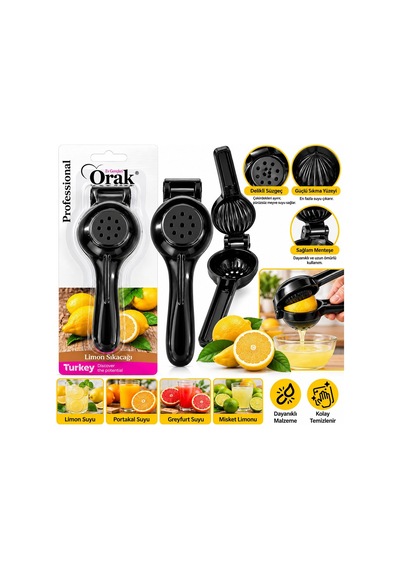 Orak 328 Kollu Pres Döküm Limon Ve Meyve Sıkacağı Siyah