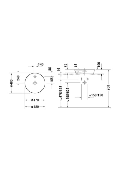 Duravit Lavabo Cape Cod Duraceram Batarya Banklı Çanakçap 48 CM 2