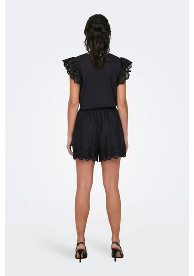 Only Onllou Lıfe Emb Loose Shorts Wvn Siyah Renkli