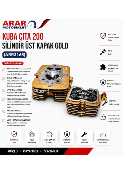 Kuba Çıta 200 Silindir Üst Kapak Gold-3165