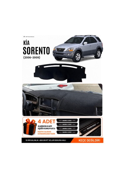 Kia Sorento 2006-2009 Uyumlu Torpido Koruma, Torpido Örtüsü, Torpido Kılıfı - Siyah - Kı018