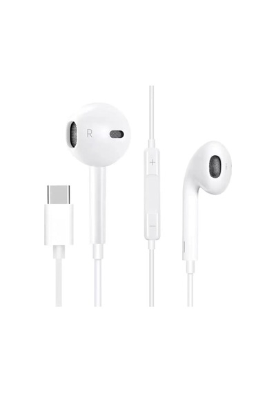 İphone 15, 16, 17 / Plus Pro Max İle Uyumlu Type-c Mikrofonlu Kulaklık, Beyaz Subz-ep81