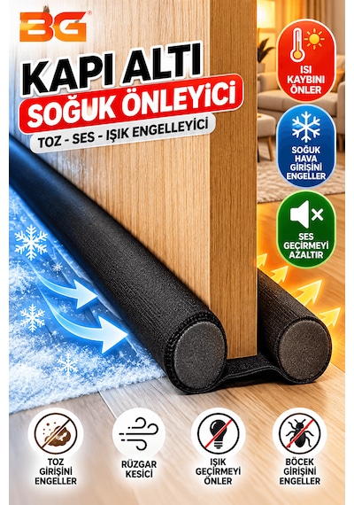 2 Adet Kapı Altı Rüzgar Önleyici Isı Yalıtım Süngeri Ses Toz Soğuk Geçirmez Enerji Tasarruflu Rüzgarlık 80 CM