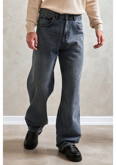 Erkek Ekstra Baggy Jean Pantolon Açık Mavi