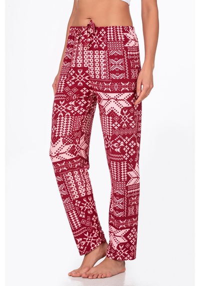 Kompedan Kadın Süet Kış Desenli Pijama Tek Alt Desen 4