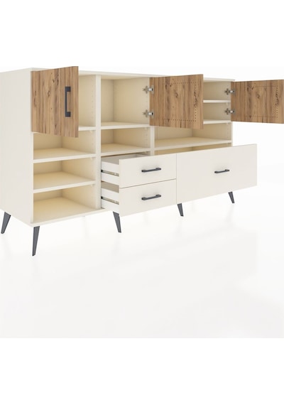 Kronos Konsol 8 Raflı 3 Çekmeceli 4 Kapaklı 176x59x99 Aytaşı-çam/ Aytaşı-çam/aytaşı