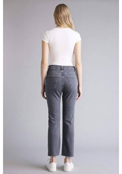 Defacto Crop Flare Fıt Yüksek Bel Jean Pantolon G2217ax26spnm55 Gri-nm55