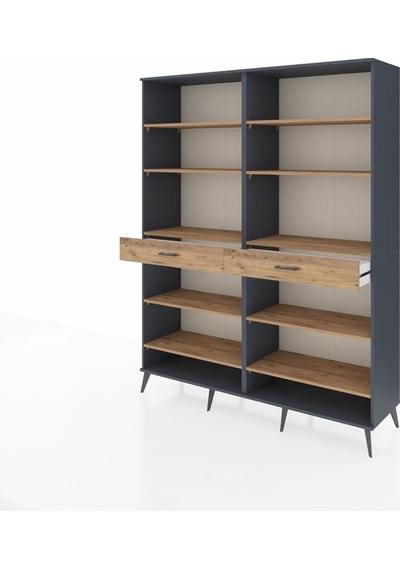 Hyperion Gardrop 10 Raflı 2 Çekmeceli 176x44x221 Antrasit-çam Beyaz Hyperion Gardrop 10 Raflı 2 Çekmeceli 176x44x221 Antrasit-çam Beyaz