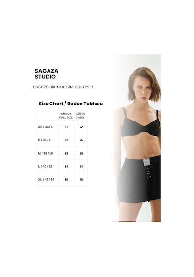 Sagaza Studio Ss6075 Lastikli Keten Büstiyer Siyah