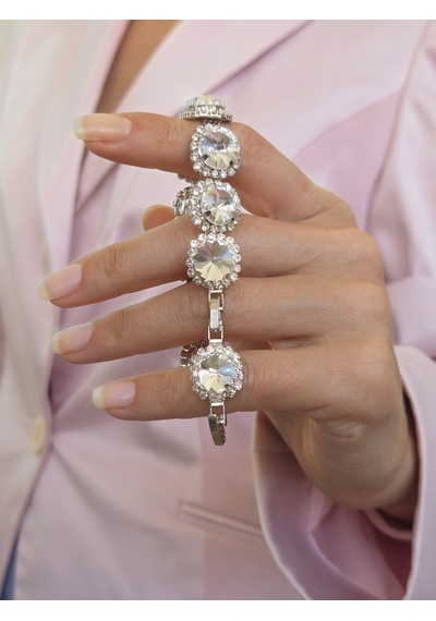 Riviere Kristal Taşlı Çiçek Model Şeffaf Renkli Bileklik