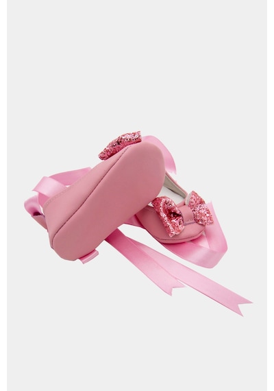 Beybium Taşlı Hakiki Deri Kız Bebek Babet Pembe