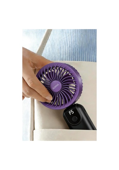 Robeve Aufn19 5 Kademeli Güçlü El Fanı Mini Fan Şarjlı Taşınabilir Mini Vantilatör, Dijital Ekranlı, Sessiz Çalışma, Uzun Pil Ömrü, Masaüstü & El Tipi Kullanım Siyah
