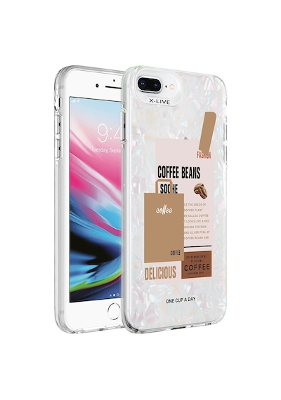 Zore Apple Uyumlu iPhone 8 Plus Kılıf Mermer Desenli Marbello Kapak - Kahverengi Kahverengi